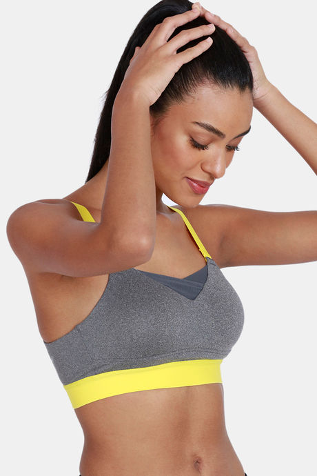 Zelocity High Impact Quick Dry Padded Sports Bra - Mid Grey Heather — image 5